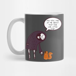 a kitty and his grim reaper friend Mug